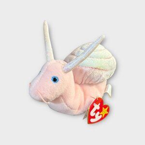 Ty Beanie Baby “Goochy” Snail – Pink Plush with Iridescent Shell & Sparkle Anten